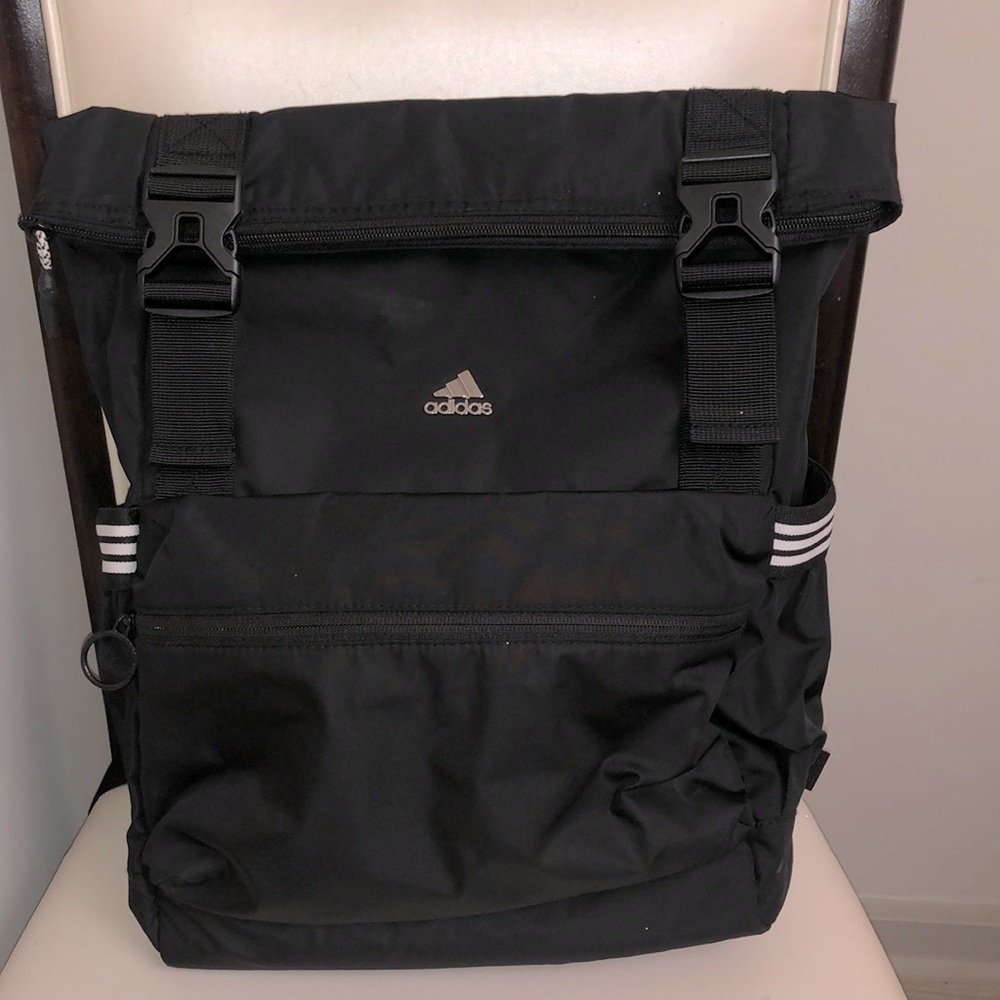 ADIDAS Black Backpack with water bottle pockets
Excellent used condition